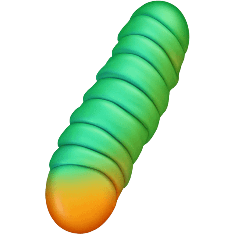 Create an emoji of a mitochondrion: an oval shape with a smooth outer membrane and folded inner membrane (cristae). Use wavy lines inside to represent folds. Colors like orange, green, or yellow should convey energy and biological activity. emoji