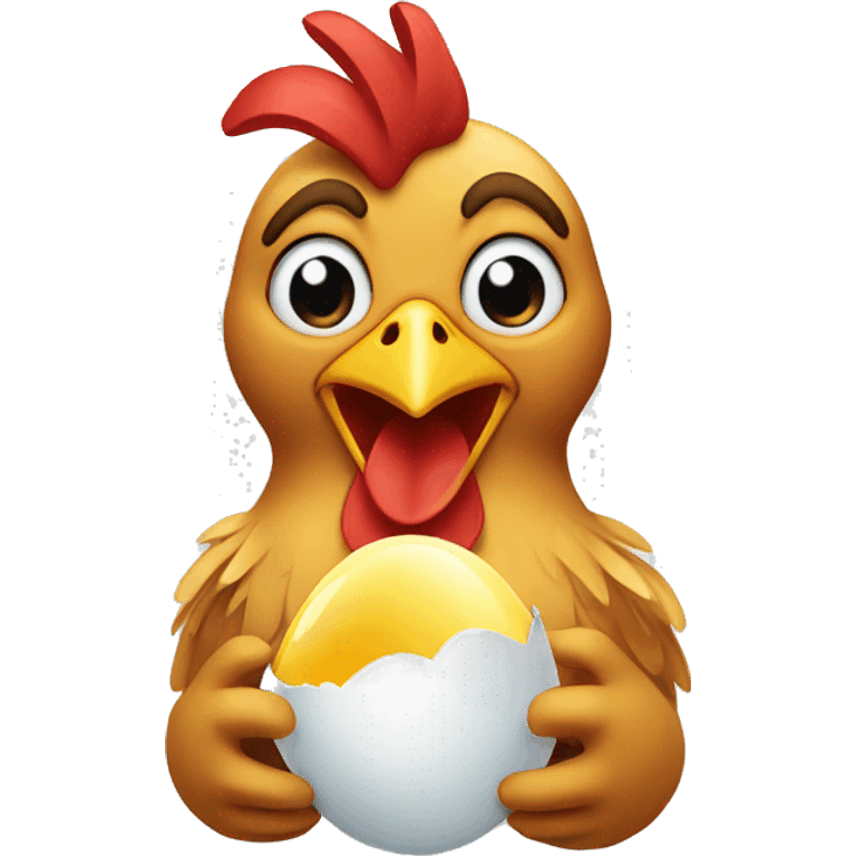 Chicken holding an egg emoji