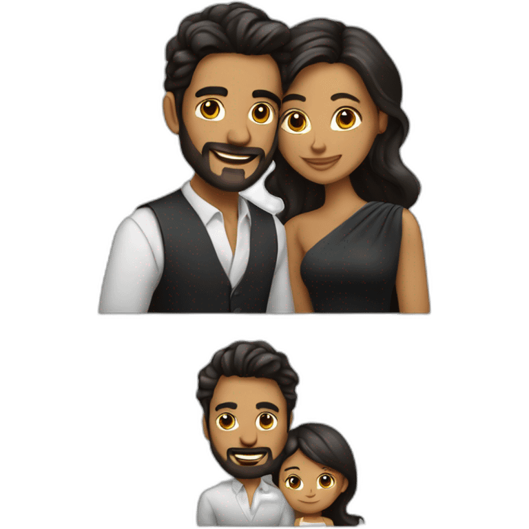 Novios, hombre moreno y mujer cabello oscuro emoji