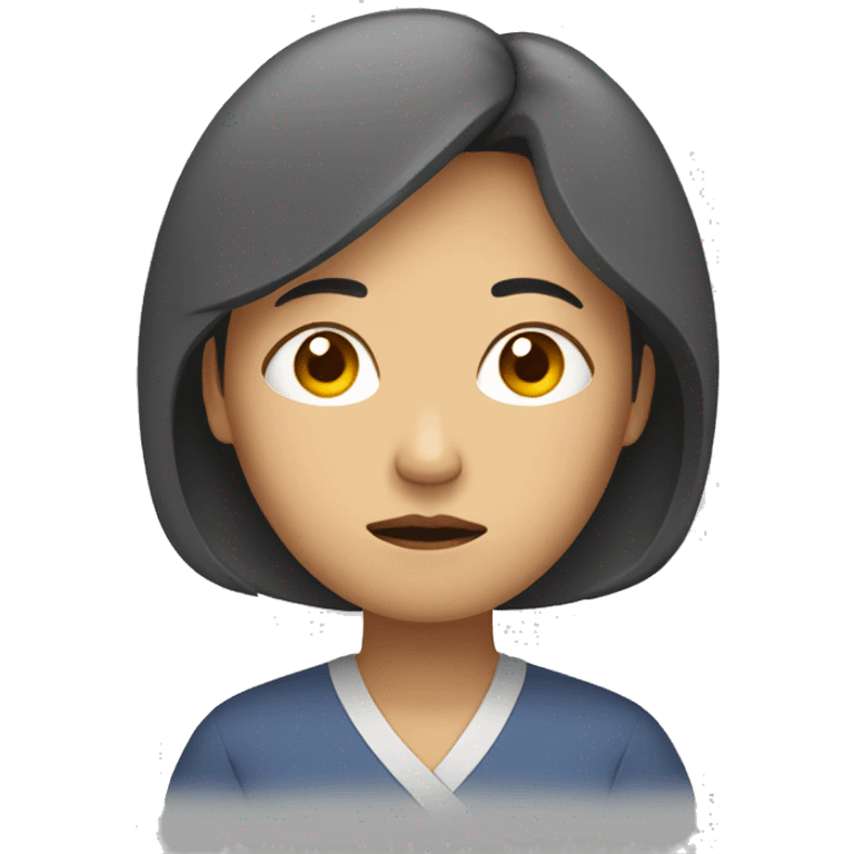 middle aged asian woman sad standing emoji