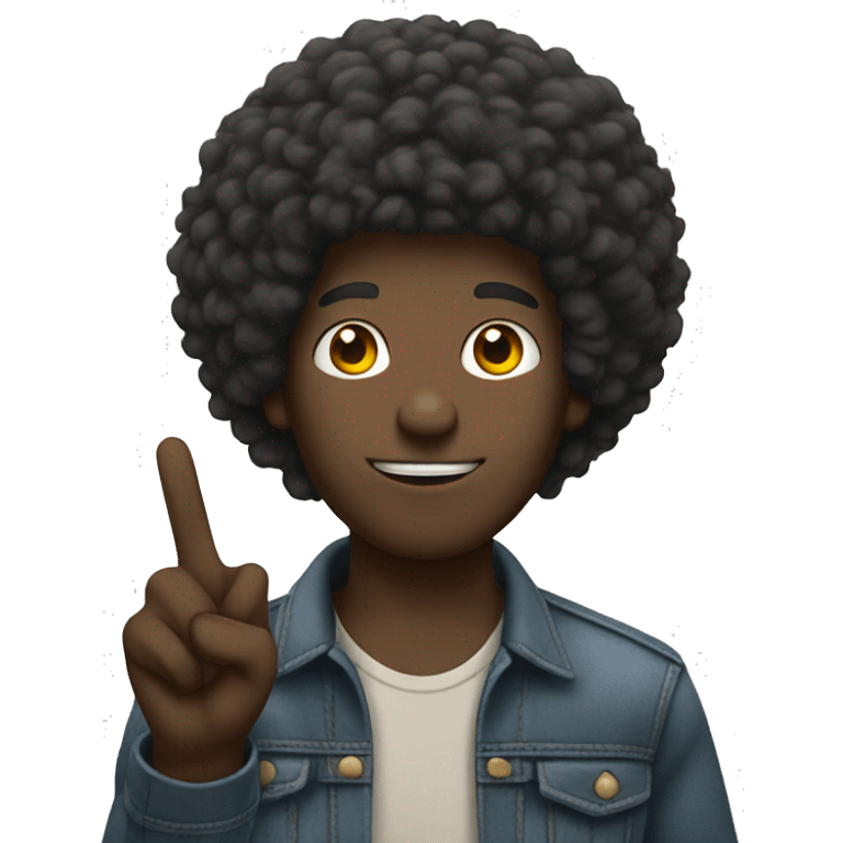 black guy with afro holding peace sign emoji