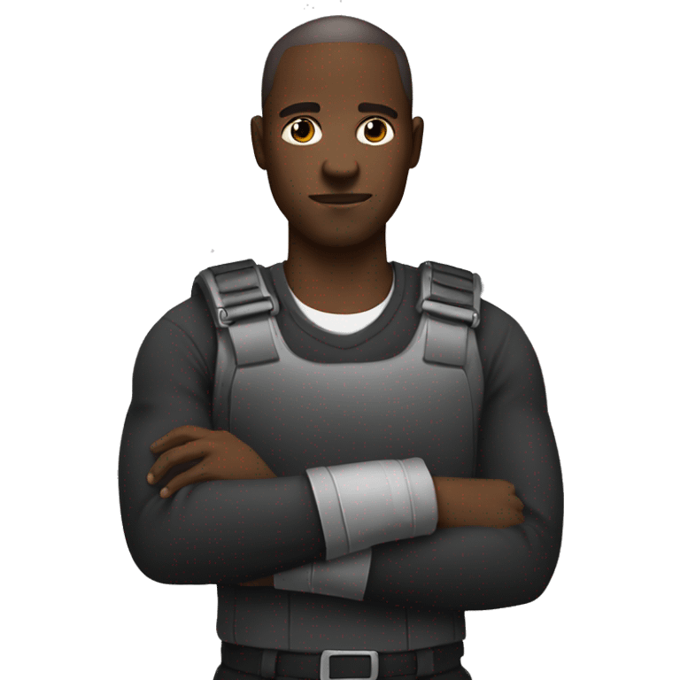 A black man protecting his back with two hands emoji