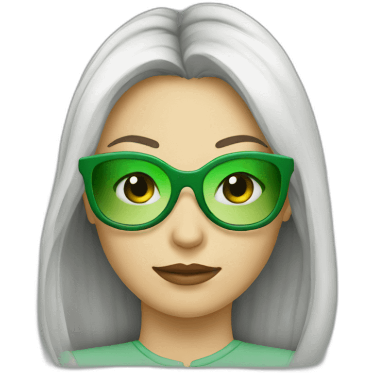 Femme lunette verte avec une queue de cheval emoji