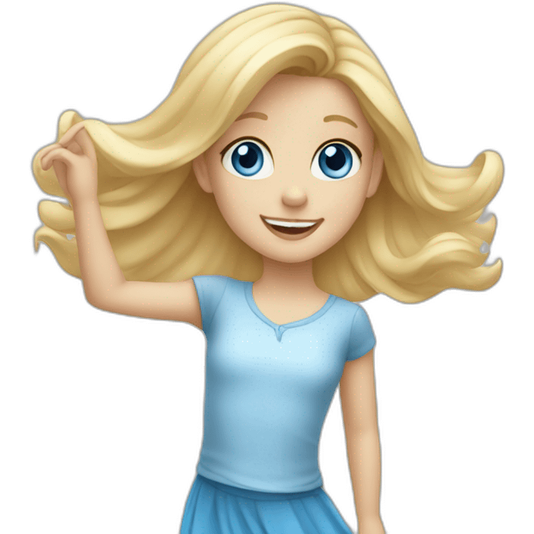 little blonde girl with blue eyes dancing emoji