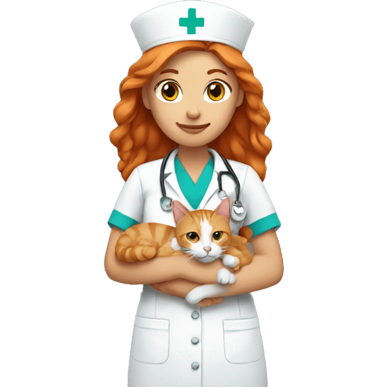 ginger nurse holding cat emoji