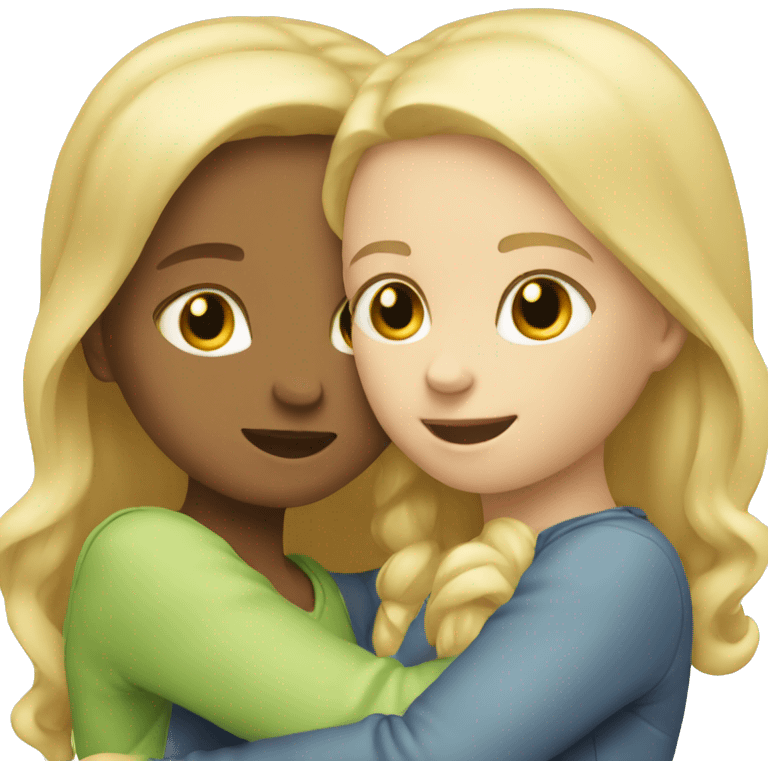 Two blonde girls hugging each other emoji