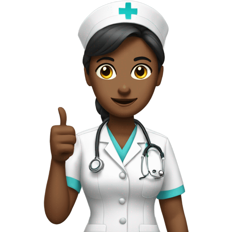 Nurse holding up thumbs down emoji