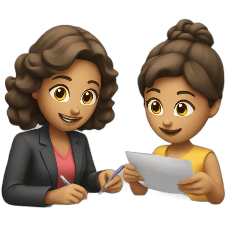 two women filling paperwork emoji