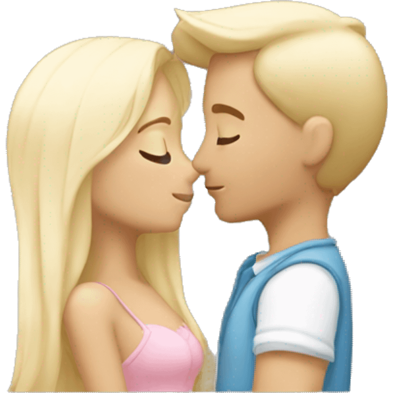 Cute fair-skin blonde white couple kissing emoji