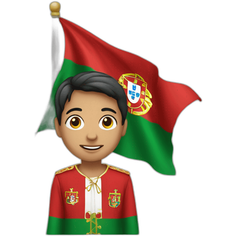 Garçon avec un drapeau Portugal emoji