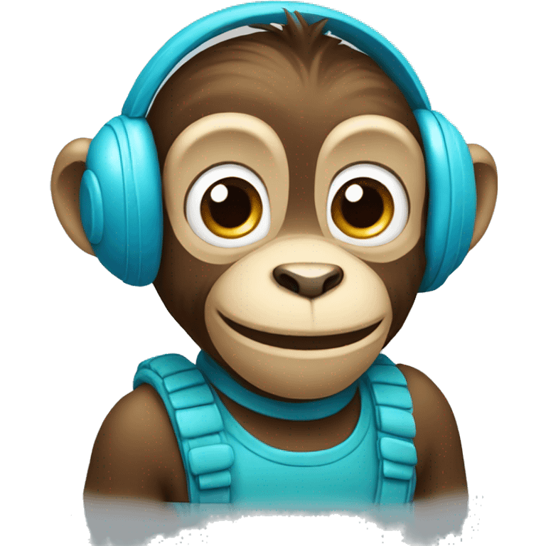 cyan monkey with blue earmuffs emoji