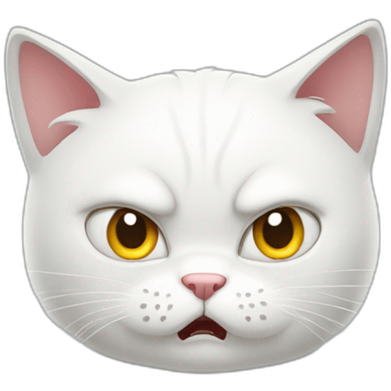 Cartoon White cat angry emoji