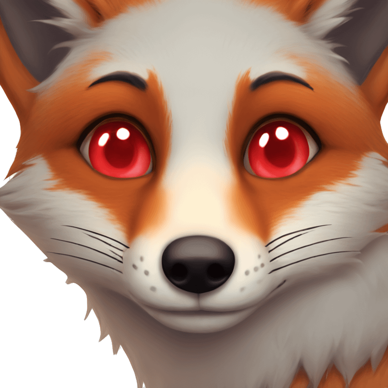 deep lush red fox face with tiny red heart in eyes emoji