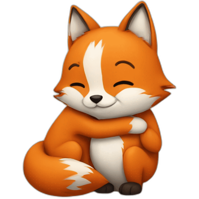 Fox hugging a cat emoji