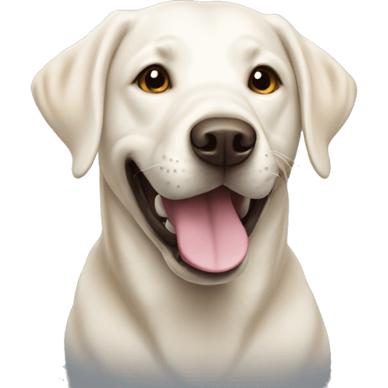 white Labrador retriever smiling  emoji