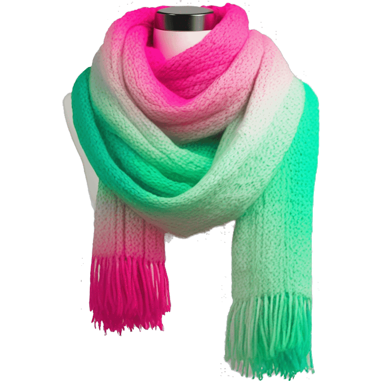 Realistic hot pink to mint green ombre winter scarf. emoji