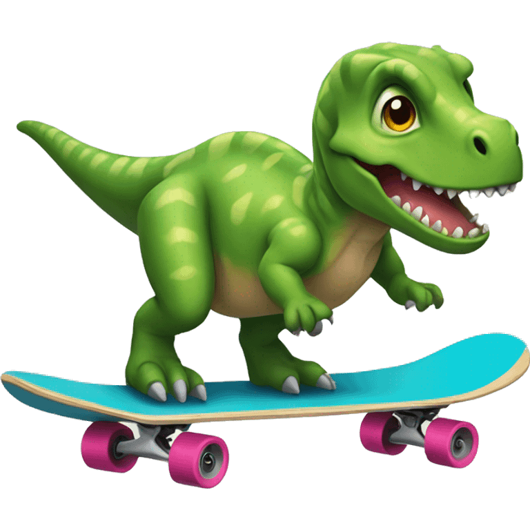 Dinosaur riding a skateboard emoji