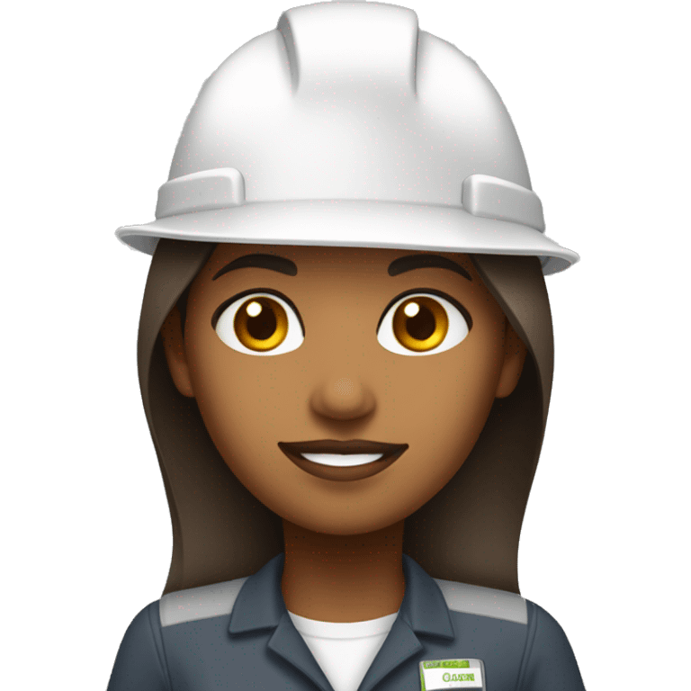 Medium Brown girl with white construction hat wearing construction uniform headshot emoji