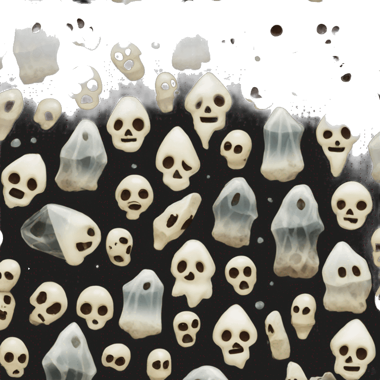 empty black crystal magical robes covered with tiny skulls emoji