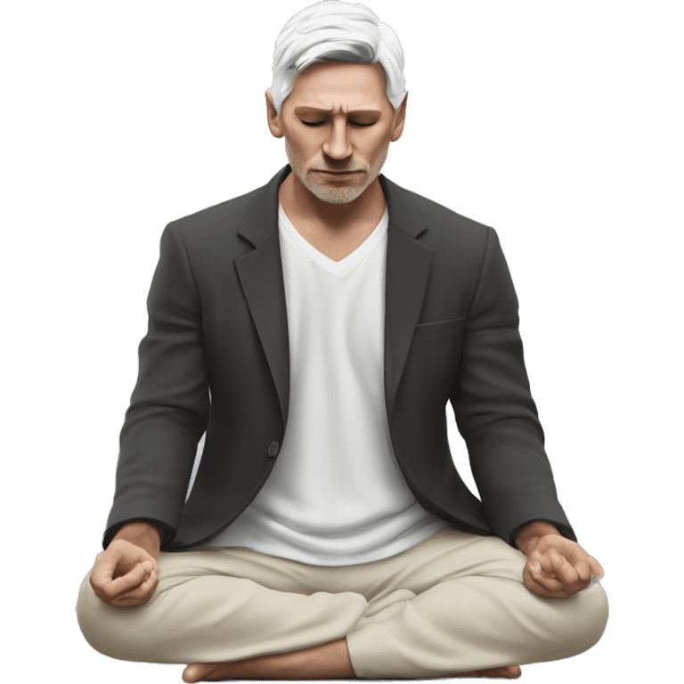 hombre moreno de raza blanca meditando con un cierto parecido a messi emoji