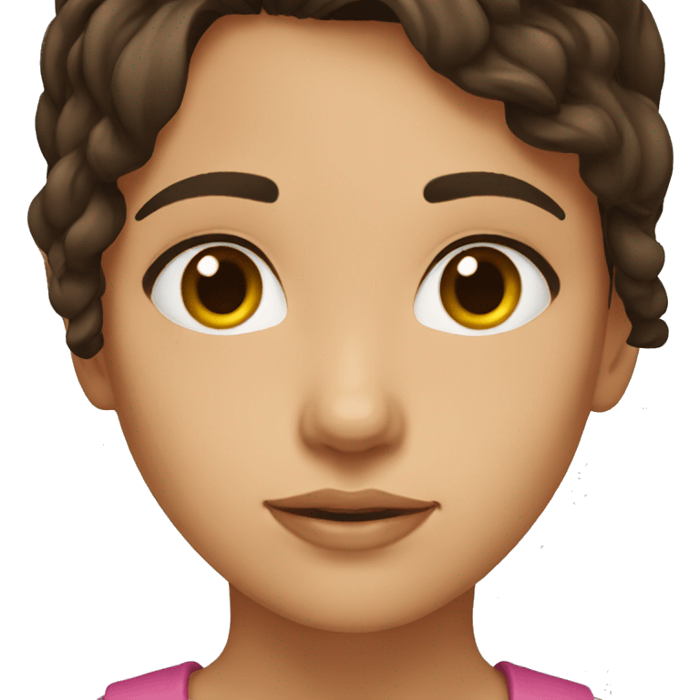 A brunette girl with brown eyes looking down emoji