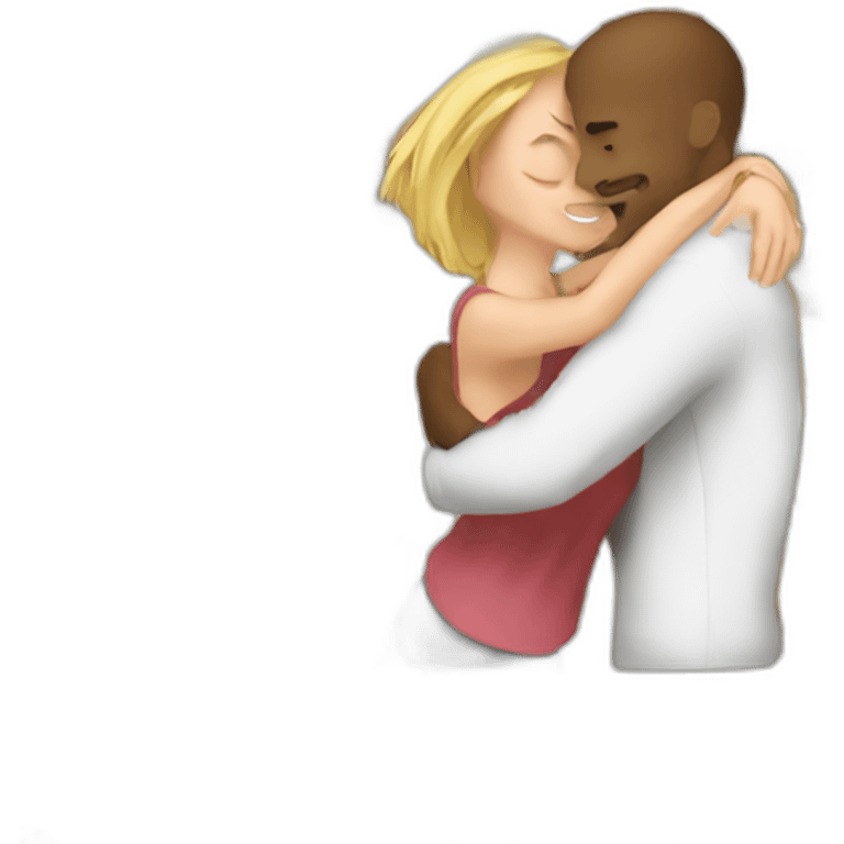 hug love white man brown hair white girl blond haïr emoji