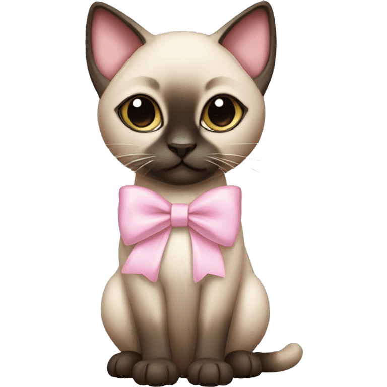 cute siamese cat with a light pink bow standing emoji