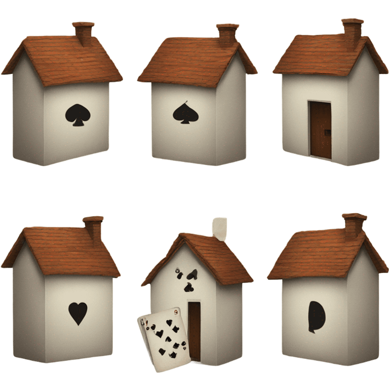 Playing cards built into a house cards only emoji