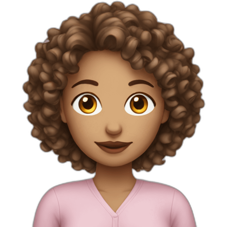 Woman mixed curly prégnant emoji