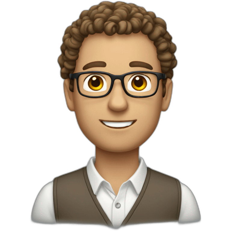 White Male Teacher with curly brown hair emoji