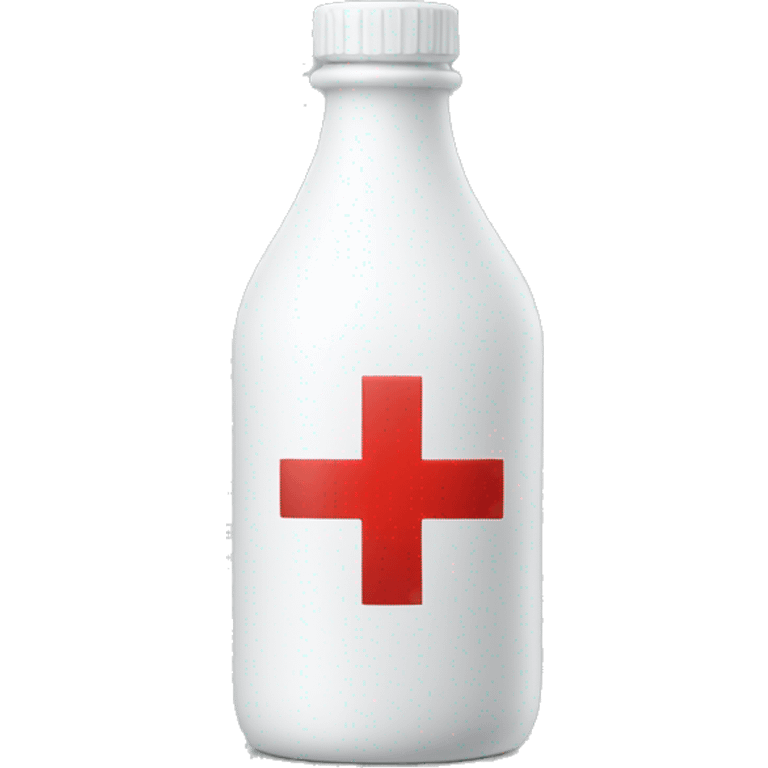 white bottle with red cross emoji