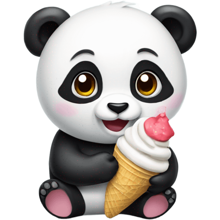 Panda eating ice cream emoji