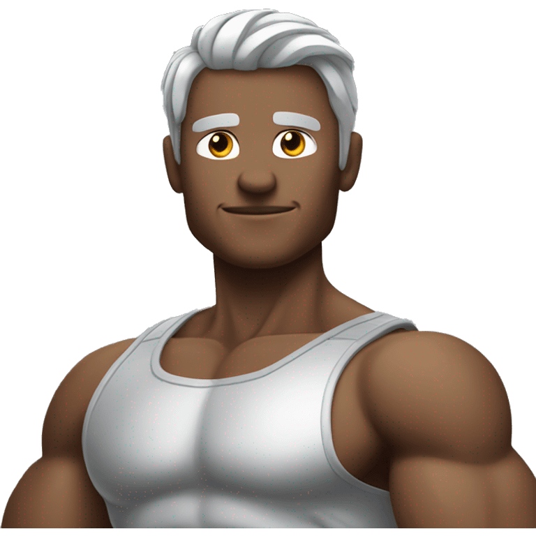 muscular man flexing with silver skin emoji