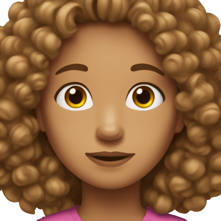 Girl with inhaler tan curly brown hair long emoji