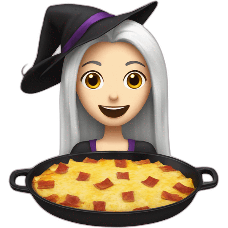 ilona black haired witch eat tartiflette emoji