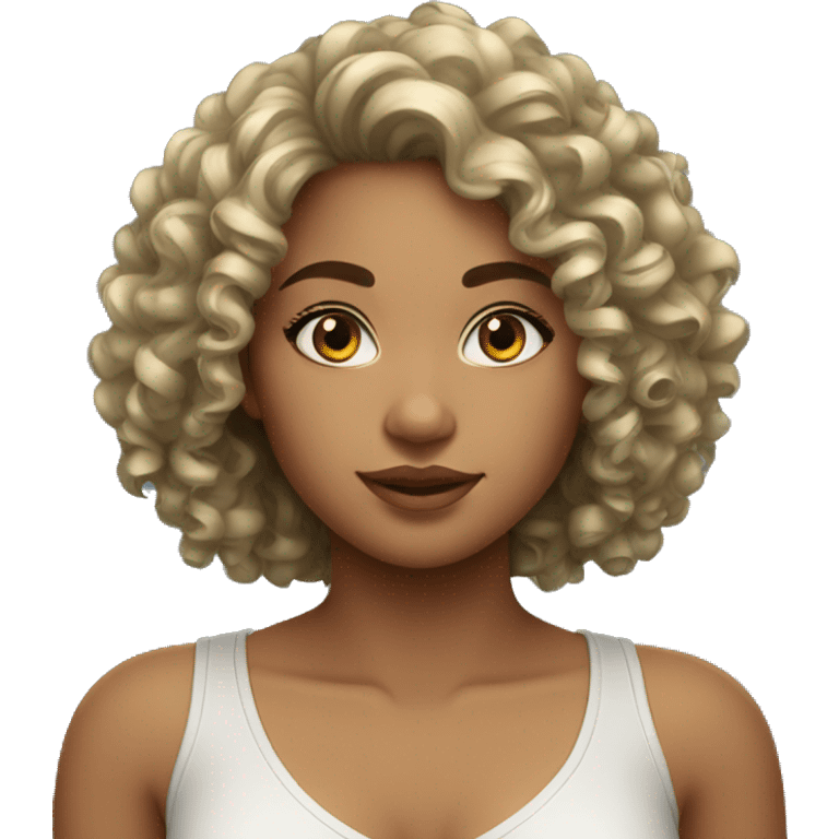 Beautiful Brazilian girl with curly black hair emoji