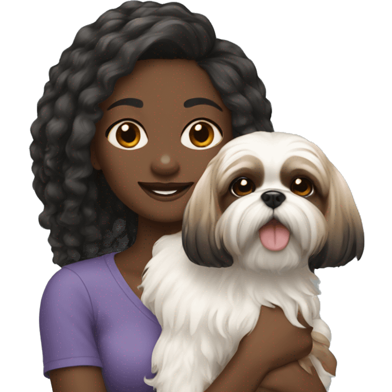 Black girl with shih tzu emoji