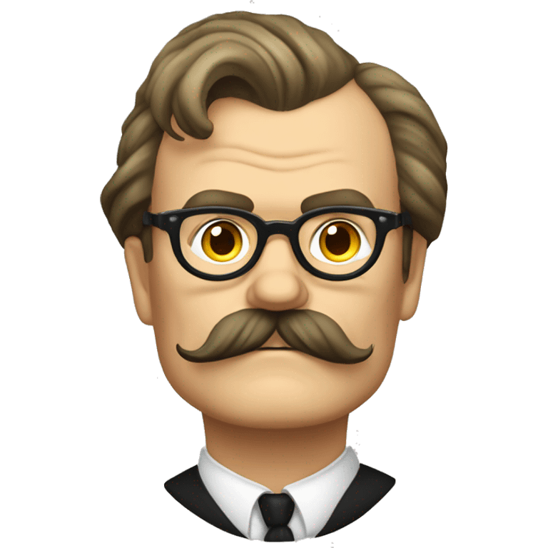 friedrich nietzsche, big mustache, round glasses. emoji