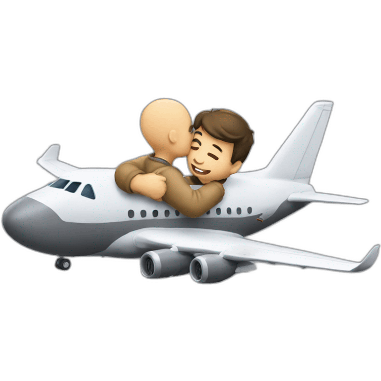 A plane kissing a man emoji