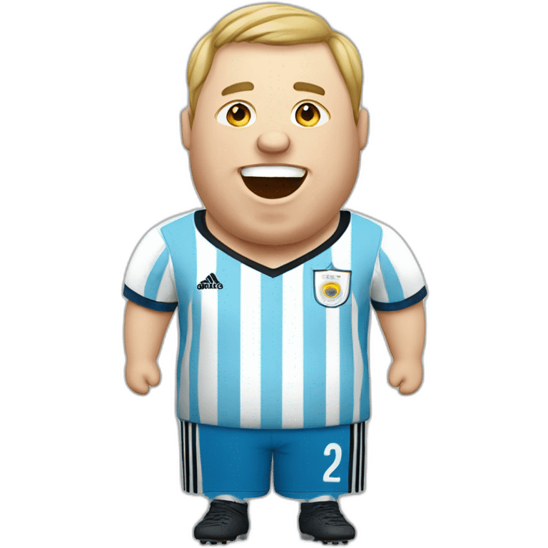 white man. Obese. argentina soccer uniform. laughing tears emoji