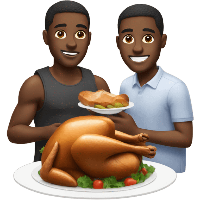 african american guy eating turkey emoji