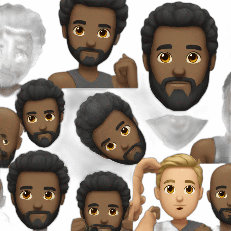 Black man, black beard and cu hair, russian emoji