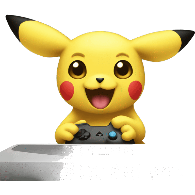 Pickachu playing video game emoji