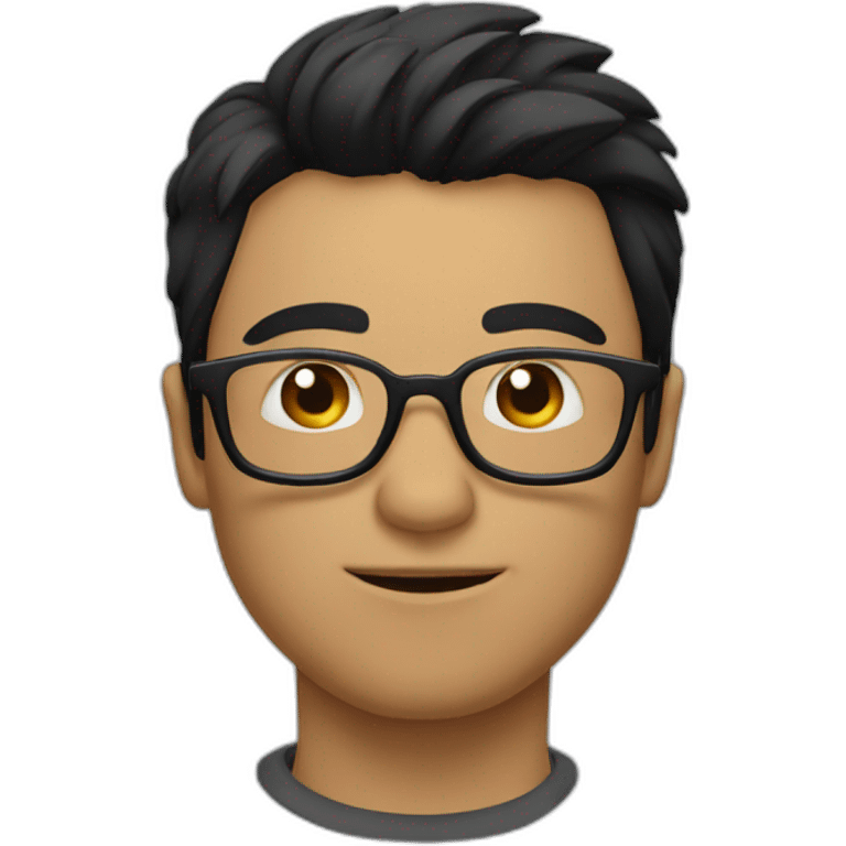 a man with black hair and glasses blowing a kiss emoji