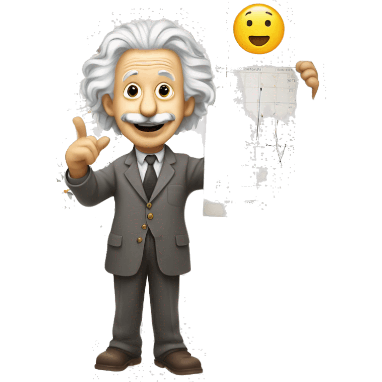 happy albert einstein holds chart board in his hand emoji