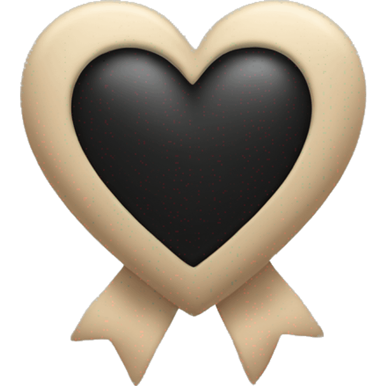 black heart with beige bow emoji