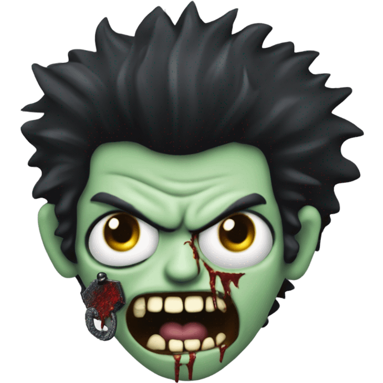 dancing black haired sid vicious zombie, wearing a necklace which has a padlock on it emoji