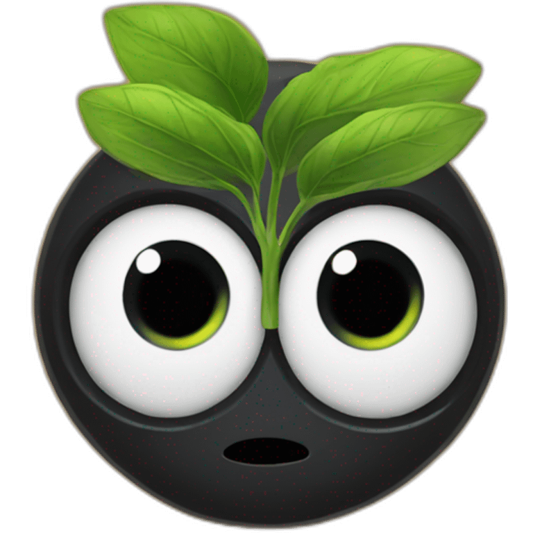 Black seed with tree eyes emoji