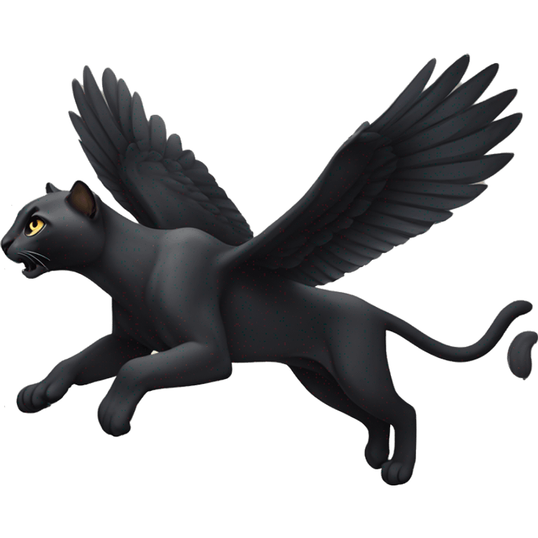 winged black puma flying emoji