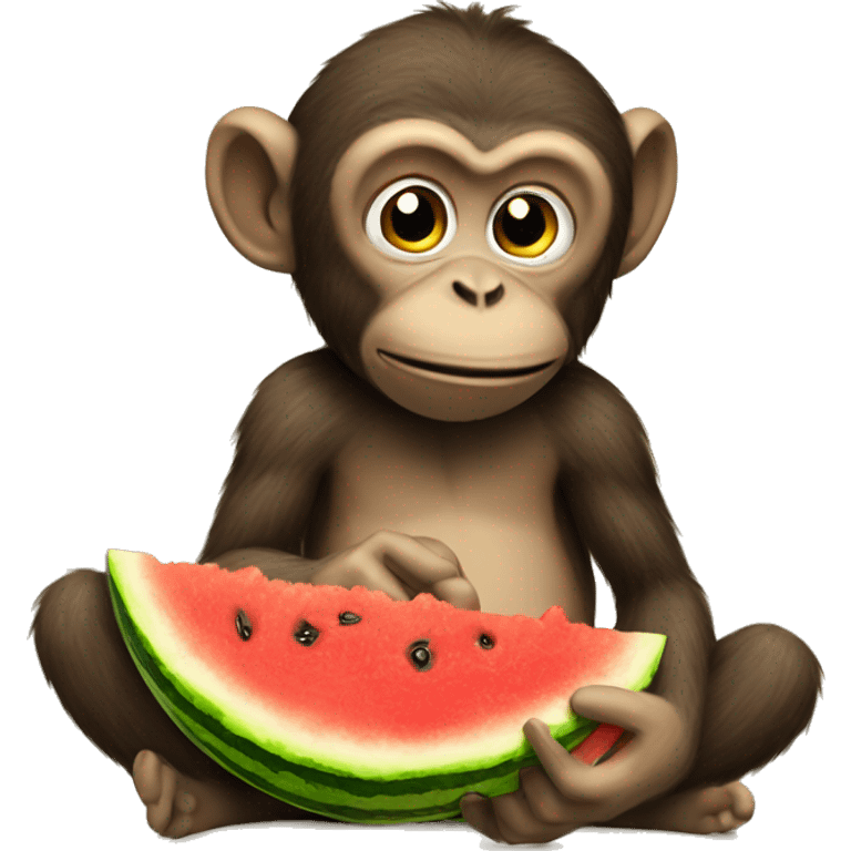 Monkey eating a watermelon and bananas  emoji